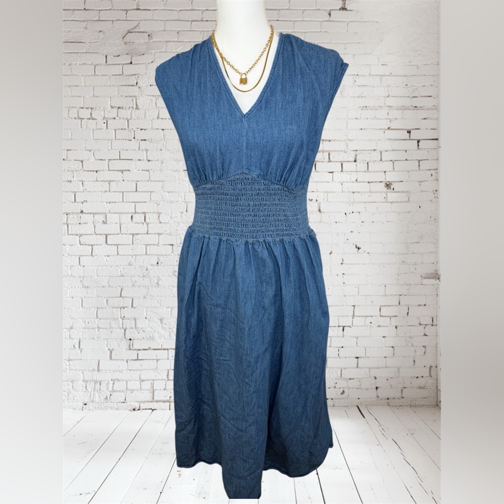Old Navy Blue Denim Midi Dress